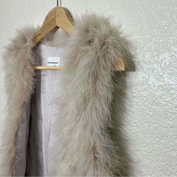 CLUB MONACO VIOLET MARABOU FEATHER VEST CREAM BLUSH SIZE S - Picture 6 of 11